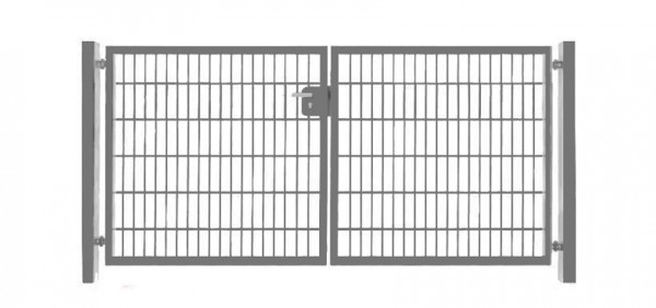 Einfahrtstor Basic (2-flügelig) symmetrisch ; Verzinkt Doppelstabmatte; Breite 200 cm x Höhe 123cm