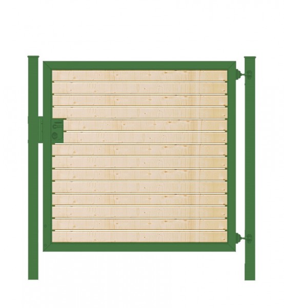 Gartentor Premium Line (1-flg.) mit Holzfüllung waagerecht Grün B: 125 cm x H: 80 cm