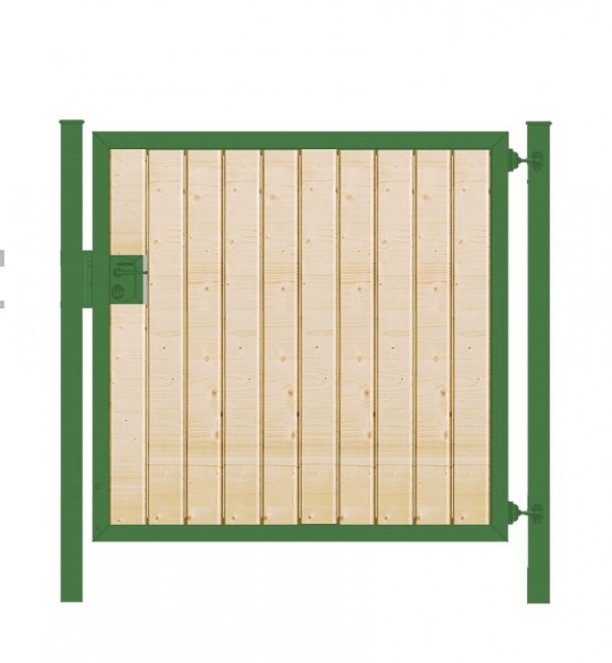 Gartentor Premium Line (1-flg.) mit Holzfüllung senkrecht Grün B: 100 cm x H: 80 cm